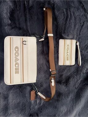 COACH heritage Crossbody With Matching Card Case - Ivory & Tan